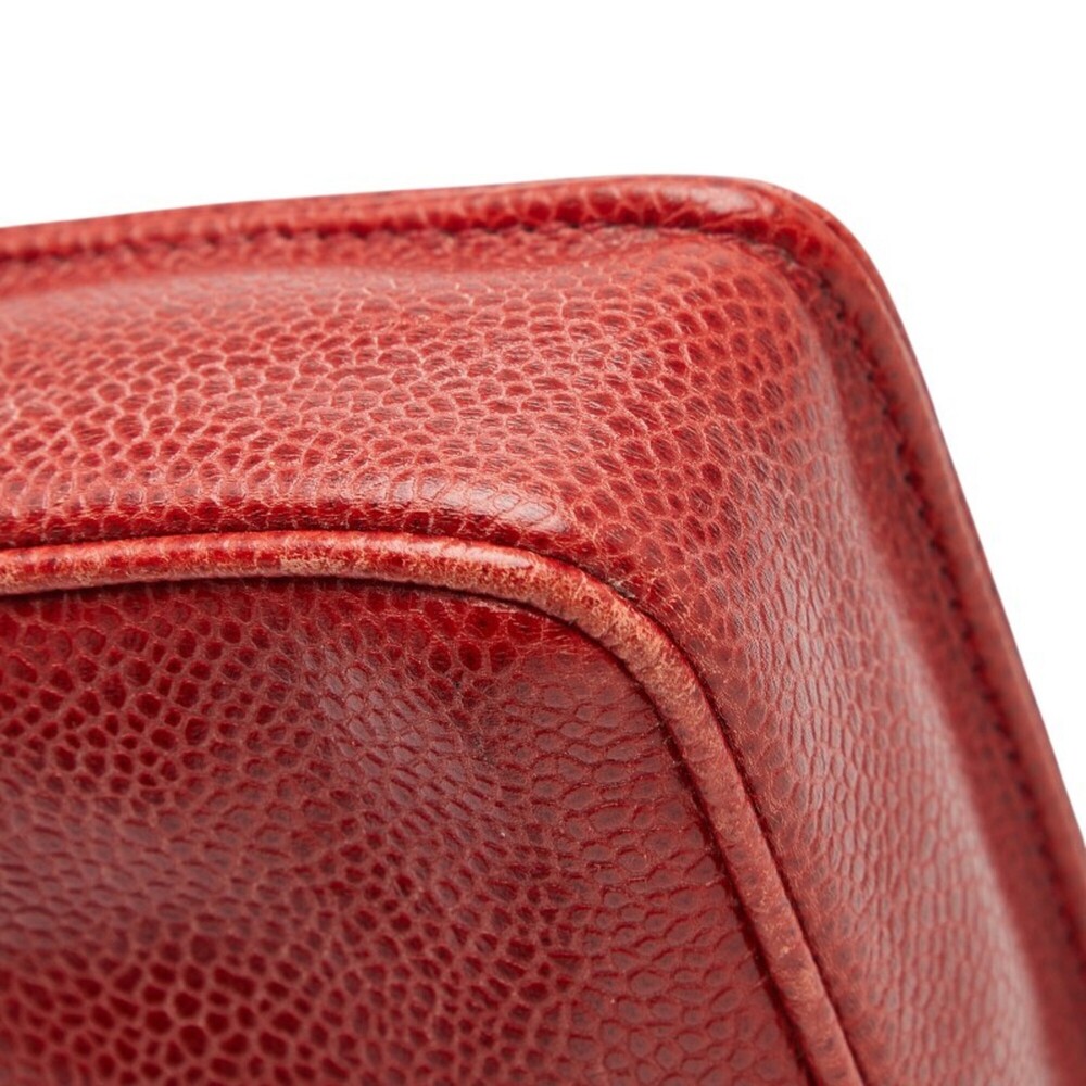 CHANEL Red Caviar Leather Logo Shoulder Bag - Picture 4 of 10
